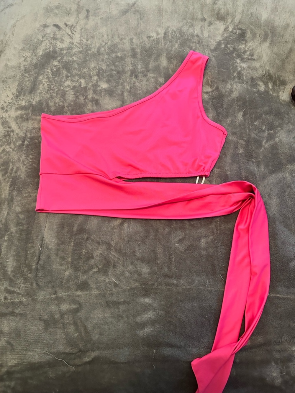 SHEIN Hot Pink One-Shoulder Wrap Crop Top
